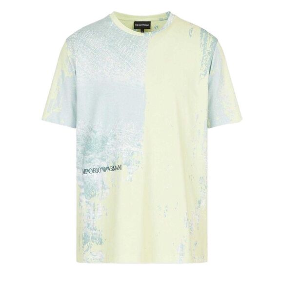 Emporio Armani Mens Logo Cotton T-Shirt / White/Blue
